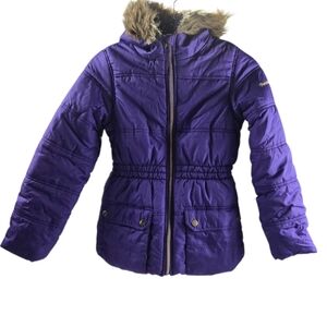 Kids Protection System Purple Fur Trim Puffer Jacket | Classic Style